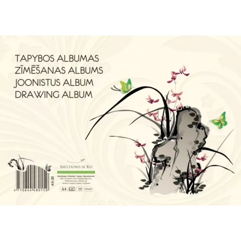 Zīmēšanas albums SMLT, A4, 150 g, līmēts (40) 0708-204