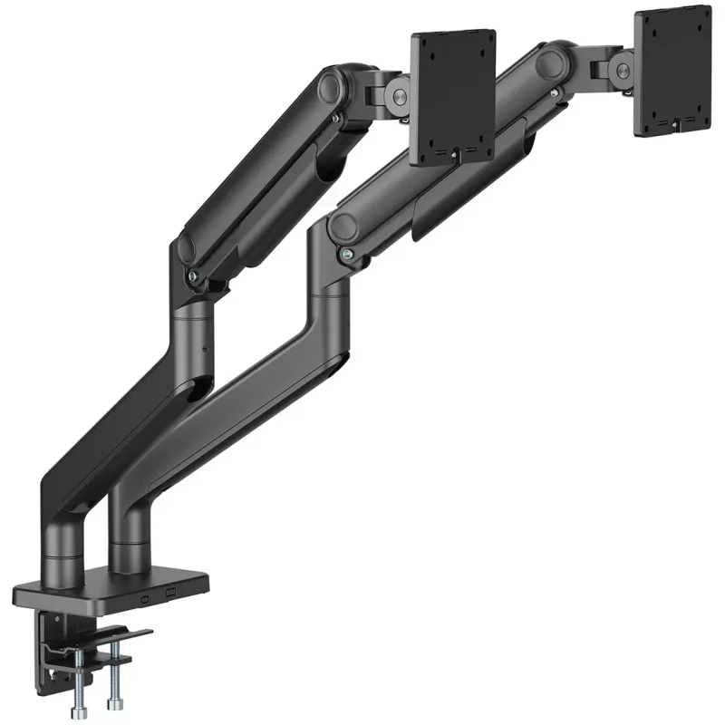 Monitoru stiprinājums DIGITUS dubultais monitoru stiprinājums 2×45 collu ekrāniem, skava, 2×20 kg, VESA 75×75–100×100, slīpums -20–50°
