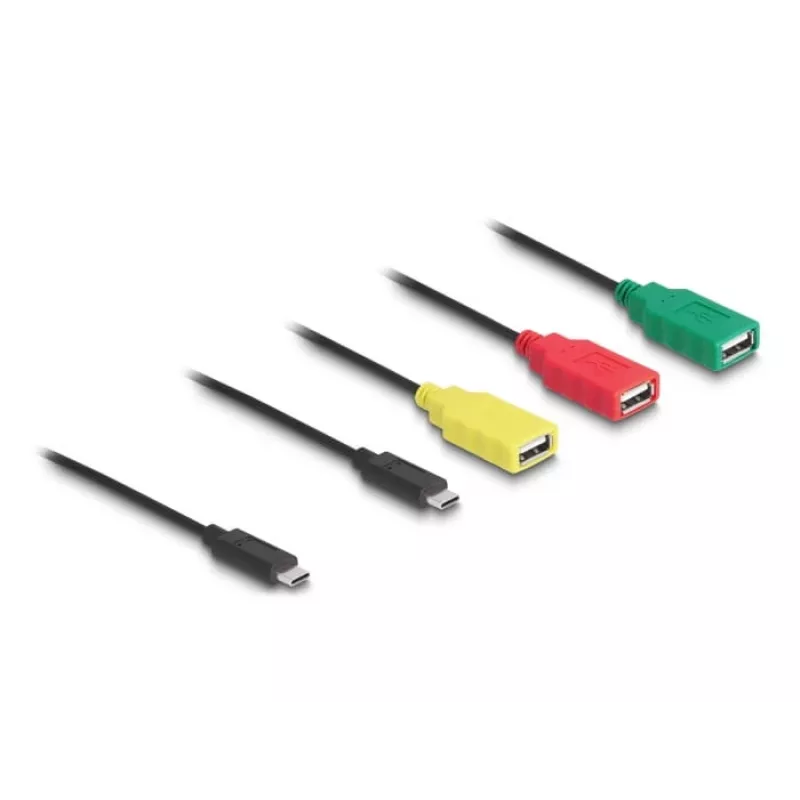 DeLOCK 4 portu USB 2.0 kabeļa centrmezgls USB Type-C uz 3 x USB-A sievišķā + 1 x USB-C vīrišķā
