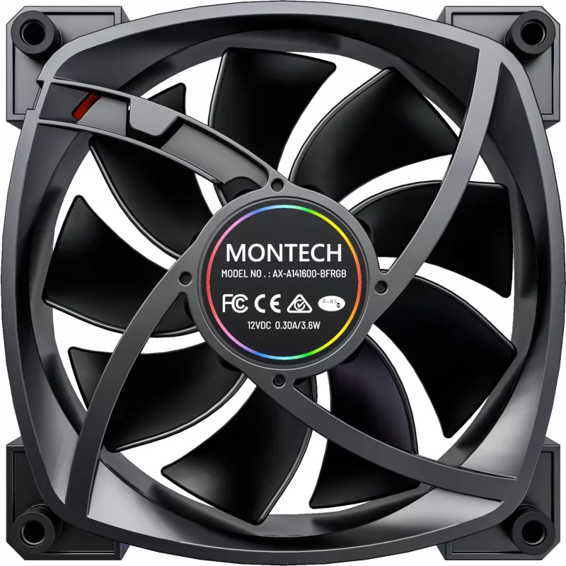 Ventilators Montech AX140 PWM 14 cm melns 540-1760 RPM