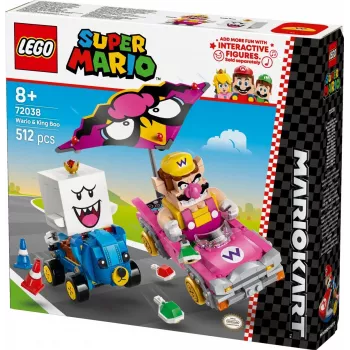 LEGO konstruēšanas rotaļlietu komplekts 72038 Super Mario Mario Kart Wario King Buu Huu – tēlu figūras un trases elementi