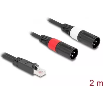 Audio kabelis DeLOCK 88173 2 m RJ-45 2 x XLR 3-pin melns