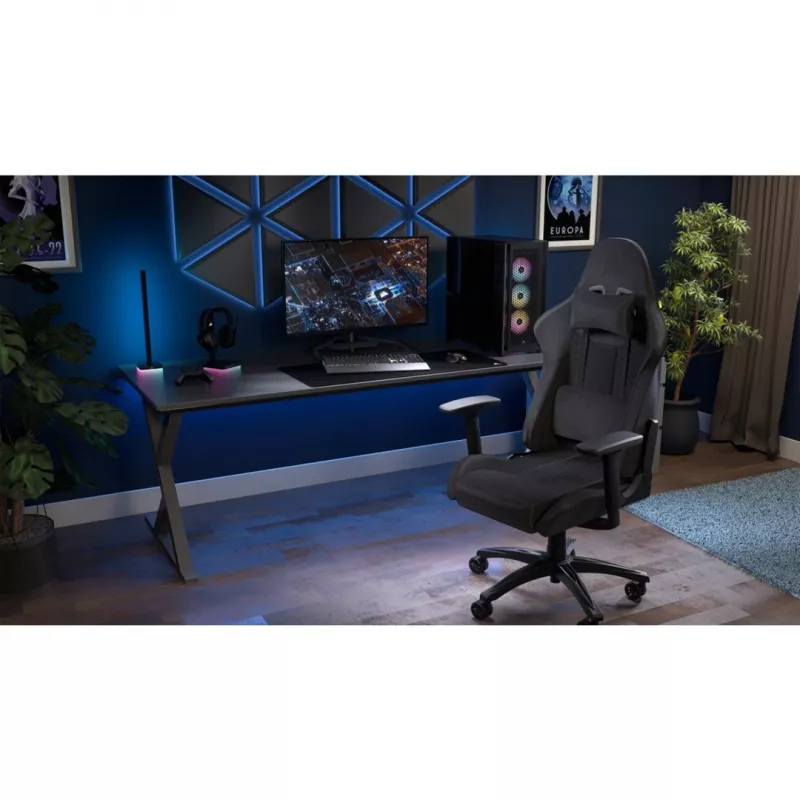 CORSAIR - TC100 RELAXED spēļu krēsls (audums - pelēks/melns)