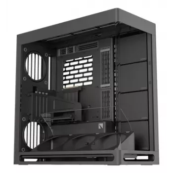 HAVN HS 420 VGPU datora korpuss, Midi-tower, E-ATX, rūdīts stikls, PCIe 5.0 pacēlājkabelis - melns