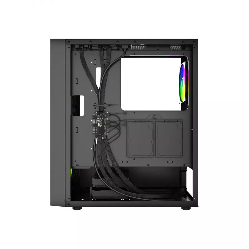 PC Case GEMBIRD Fornax 4300 Midi Tower ATX, rūdīts stikls, 2x3.5 collu nodalījumi, 3x2.5 collu nodalījumi, ARGB ventilatoru atbalsts, USB 3.2 Gen1