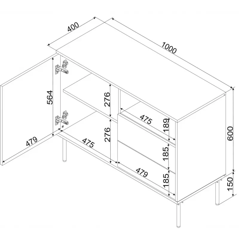 1D2S TRESSE kumode 100x40x75 matēts zaļš
