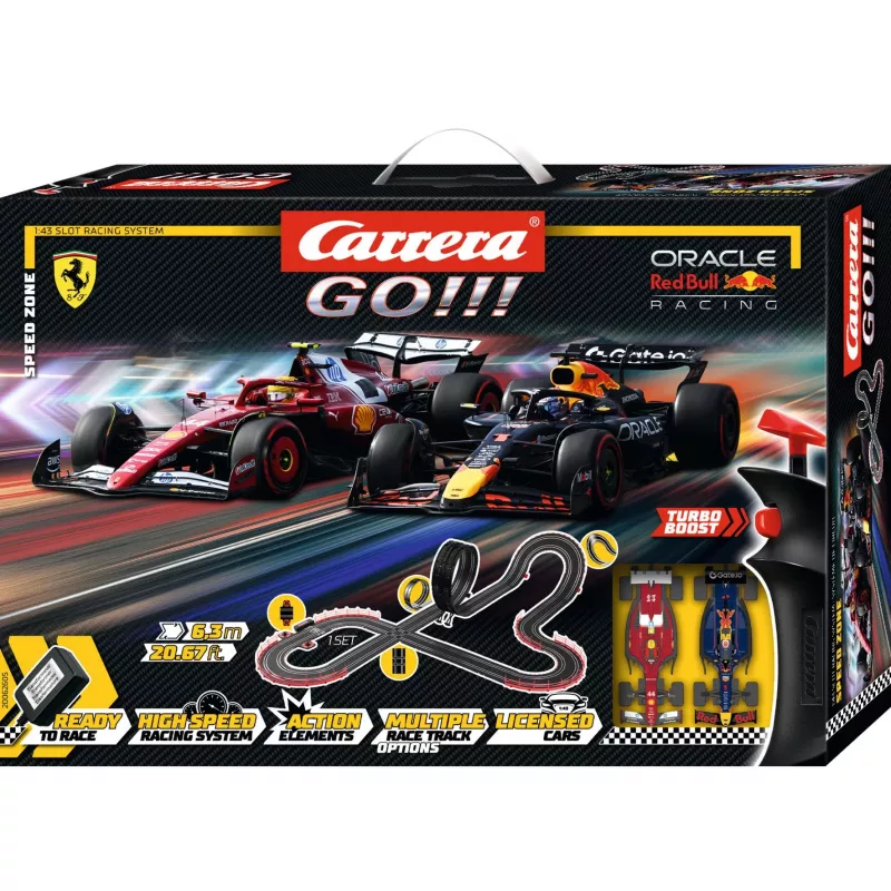 Slot car sacīkšu trase CARRERA GO!!! Speed Zone komplekts — modulārs elektriskais skrejceļš