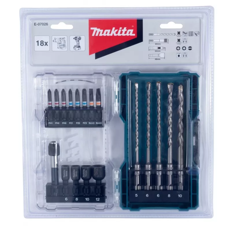 Skrūvgrieža uzgaļu komplekts Makita E-07026 18 gab.