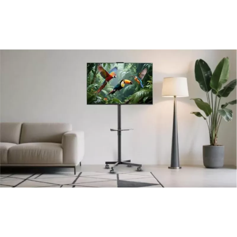 Gembird grīdas TV statīvs ar ritentiņiem (noliecams) 32 collu–55 collu televizoriem, VESA 100x100–400x400, maks. slodze 30 kg, melns