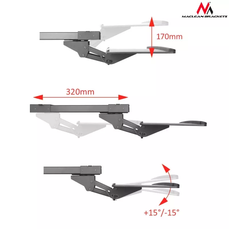Maclean MC-757 tastatūras un peles paliktnis galdam, 67 cm virsma