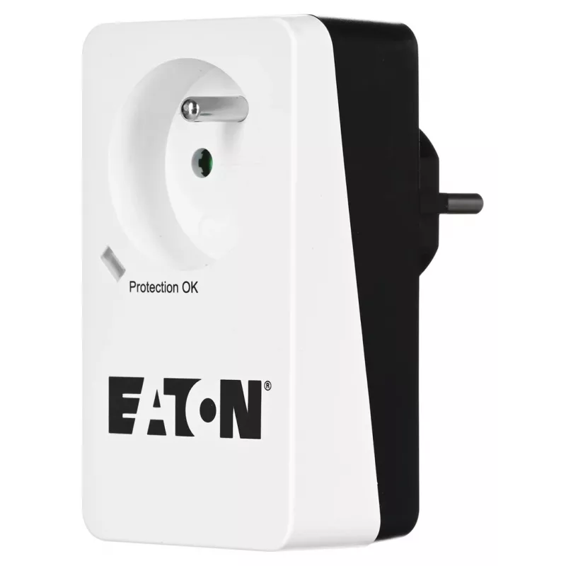 Pārsprieguma aizsardzības kārba Eaton Protection Box 1 FR — 1 Type E kontaktligzda, 220–250 V, 16 A, 4000 W, melna, kompakta
