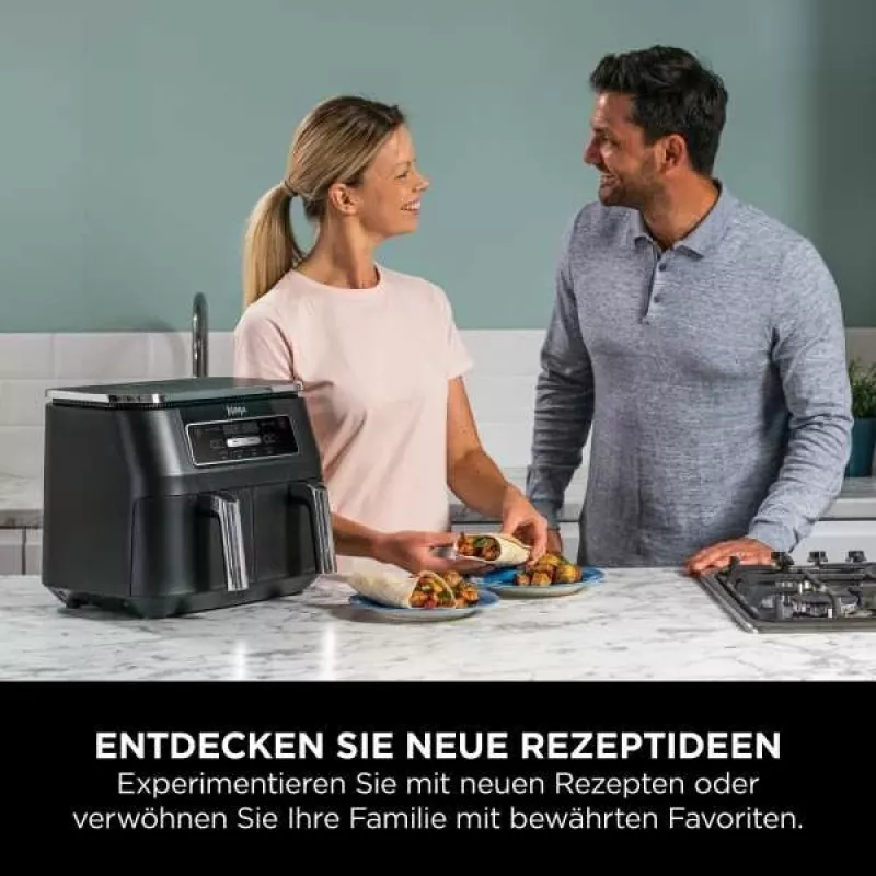 Ninja AF200EU fritieris Double 7.6 L Brīvstāvošs 2400 W Karstā gaisa fritieris Melns