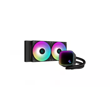 Universāls šķidruma dzesētājs DeepCool LS520 SE — 3x 120 mm ventilatori, 280x120x27 mm alumīnija radiators, 41 cm caurules, vara pamatne, RGB