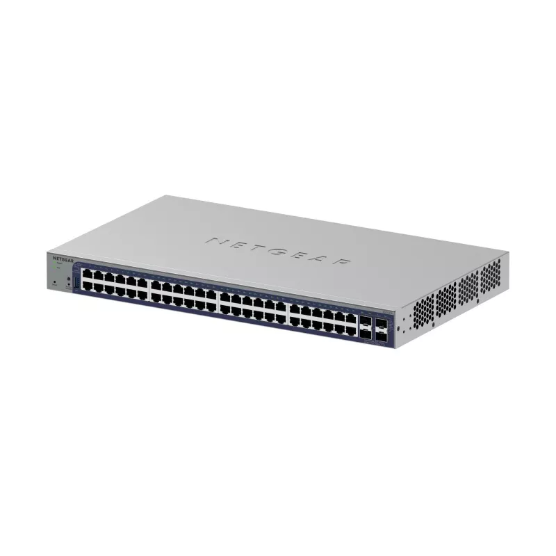 Pārvaldāms Gigabit Ethernet slēdzis Netgear GS752TX, 48x RJ-45 10/100/1000, 10G atbalsts, 1U statīvs, pelēks