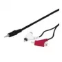 Wentronic Goobay 3,5 mm ligzdas/RCA adaptera kabelis, melns, 1,5 m - 3,5 mm ligzdas spraudnis (3 kontaktu, stereo) > 2x RCA spraudnis (audio kreisais/labais) (50213)