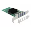 DeLOCK PCI Express x4 karte ar 4 ārējiem USB 3.0 četru kanālu portiem - zema profila formas faktors