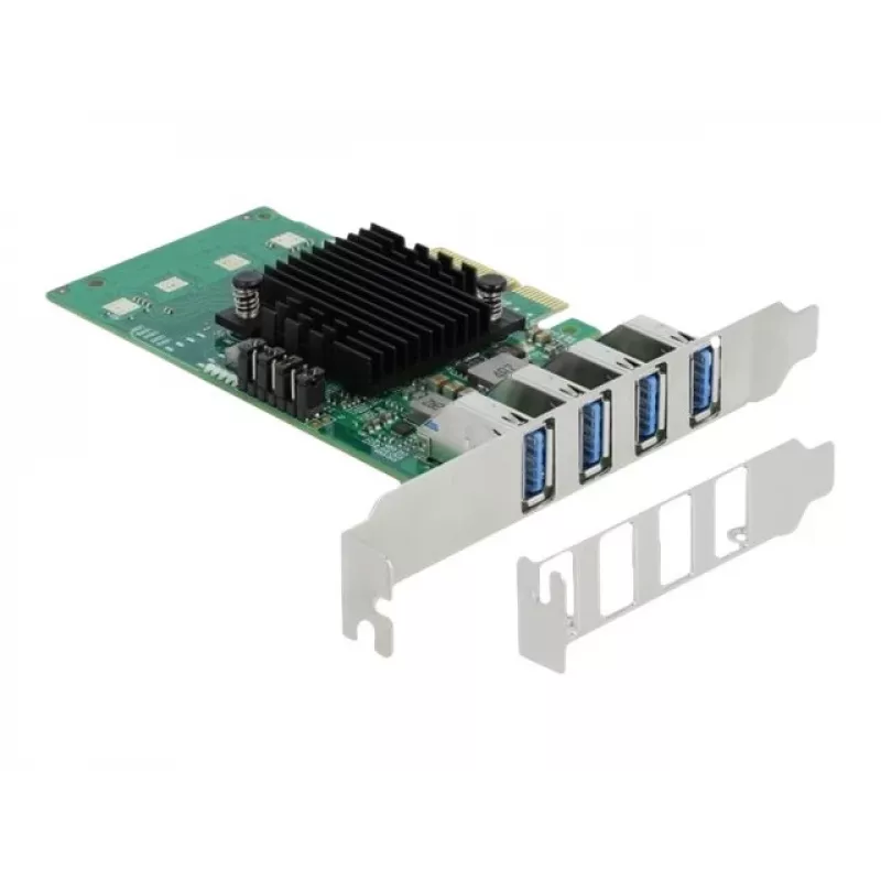 DeLOCK PCI Express x4 karte ar 4 ārējiem USB 3.0 četru kanālu portiem - zema profila formas faktors