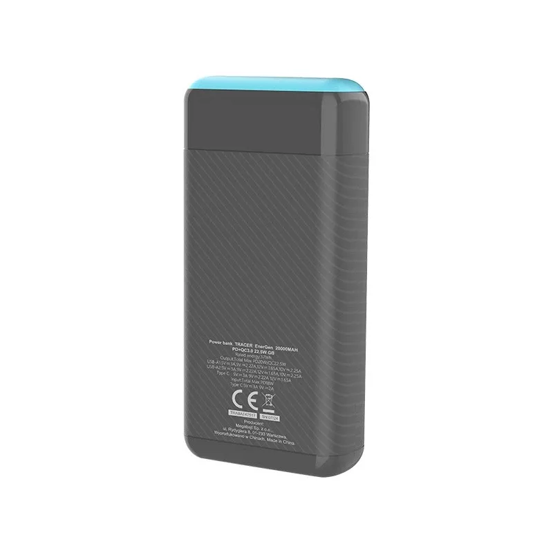 Tracer EnerGen 20000 mAh Melns, Zils