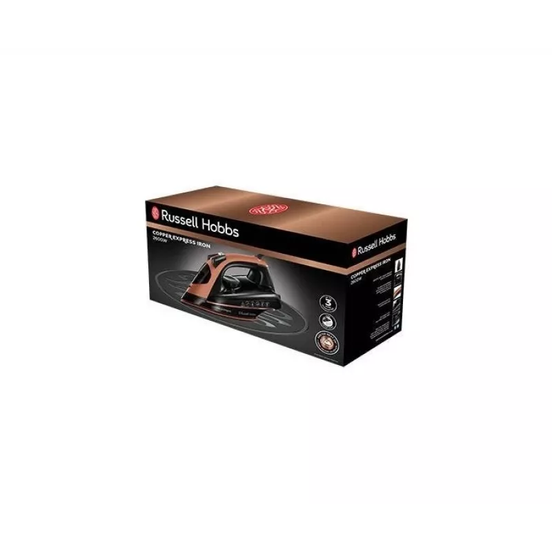 Russell Hobbs Copper Express sausās un tvaika gludināšanas gludeklis 2600 W, melnā un vara krāsā