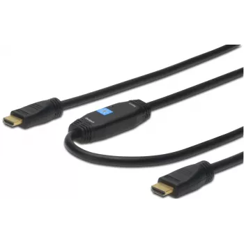 Assmann HDMI ātrdarbības savienojuma kabelis. A tips. ar pastiprinātāju. V/V. 40,0 m. agrāk HDMI 1.3. UL. melns. zelts (AK-330105-400-S)