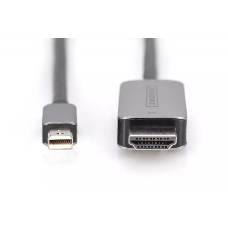 DIGITUS - adaptera kabelis - Mini DisplayPort (vīr.) uz HDMI (vīr.) - 1,0m - atbalsta 8K 60 Hz - melns (DB-340109-010-S)