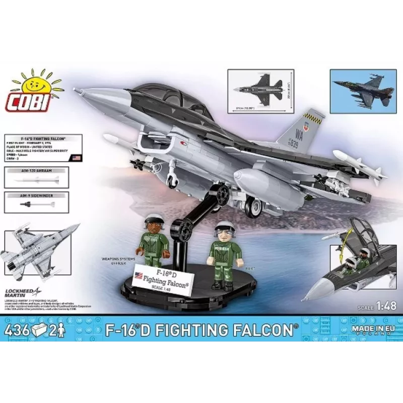 Konstruktoru komplekts Cobi F-16D Fighting Falcon, 436 gab., mērogs nav norādīts
