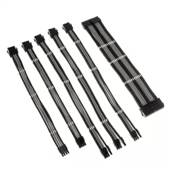 Kabeļu pagarinātāju komplekts Kolink Core Adept — pīts PET apvalks, vara vadi, 300–350 mm garumi, 6 gabalu komplekts