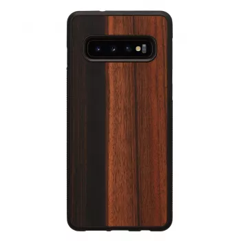 Viedtālruņa maciņš man and wood Samsung Galaxy S10 — melnkoka melns, aizsargājoša koka aizmugure un buferis