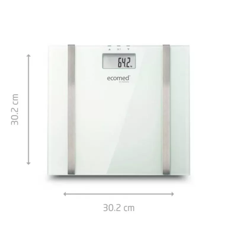 Ecomed BS-70E taisnstūrveida balti elektroniskie personīgie svari