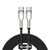 USB‑C uz USB‑C kabelis Baseus Cafule Metal — 2 m, 100 W uzlāde, USB 2.0 (480 Mbps), ar cinku pārklāti kontakti, melns