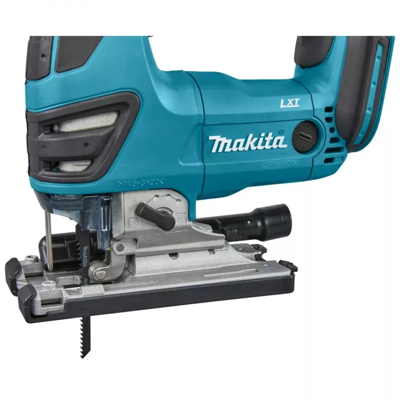 Finierzāģis Makita DJV180ZX bezvada korpusa modelis — 3 pakāpju svārsts, 0–2600 gājieni/min, gājiena garums 26 mm, griezuma dziļums kokā 135 mm
