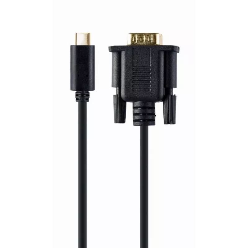 USB grafiskais adapteris Gembird A-CM-VGAM-01, USB-C uz VGA, 1920x1080, 0,15 m kabelis, melns