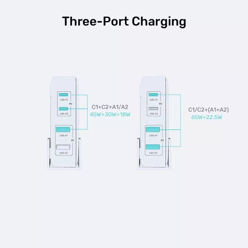 Unitek darbvirsmas lādētājs P1229ABK01-EU 100W ar 2× USB-A un 2× USB-C