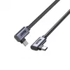 USB-C kabelis Unitek C14147ABK01-1M, 1 m, 90° leņķa savienotāji, USB PD 3.0 100 W, datu pārraide 480 Mb/s, melns
