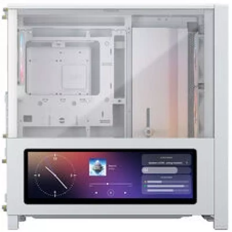 Corsair FRAME 4000D LCD RS datora korpuss, Midi-Tower, ATX, ARGB, rūdīts stikls - balts