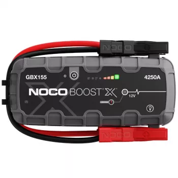 Transportlīdzekļa starteris NOCO GBX155, 4250 A izeja, 99 Wh Li‑Ion, 60 W uzlāde, IP65, iebūvēts 500 lm LED lukturis