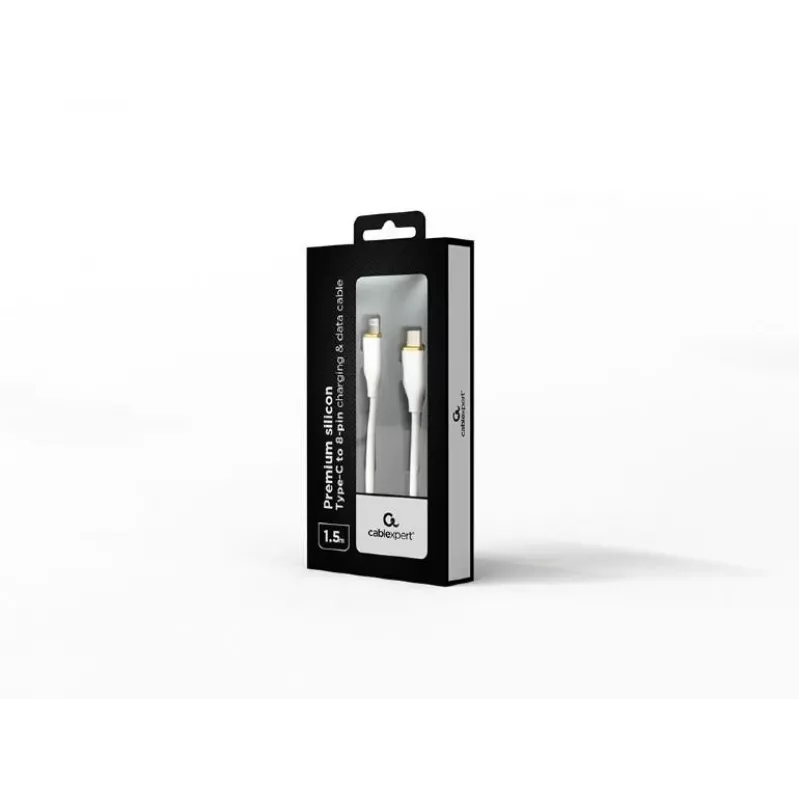 Gembird CC-USB2S-CM8PM-1.5M-W USB-C uz 8-pin Lightning kabelis, 1,5 m, balts