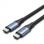 Vention USB4 Gen 3x2 Type-C uz Type-C kabelis 1 m, 5A, alumīnija sakausējums, kokvilnas pinums