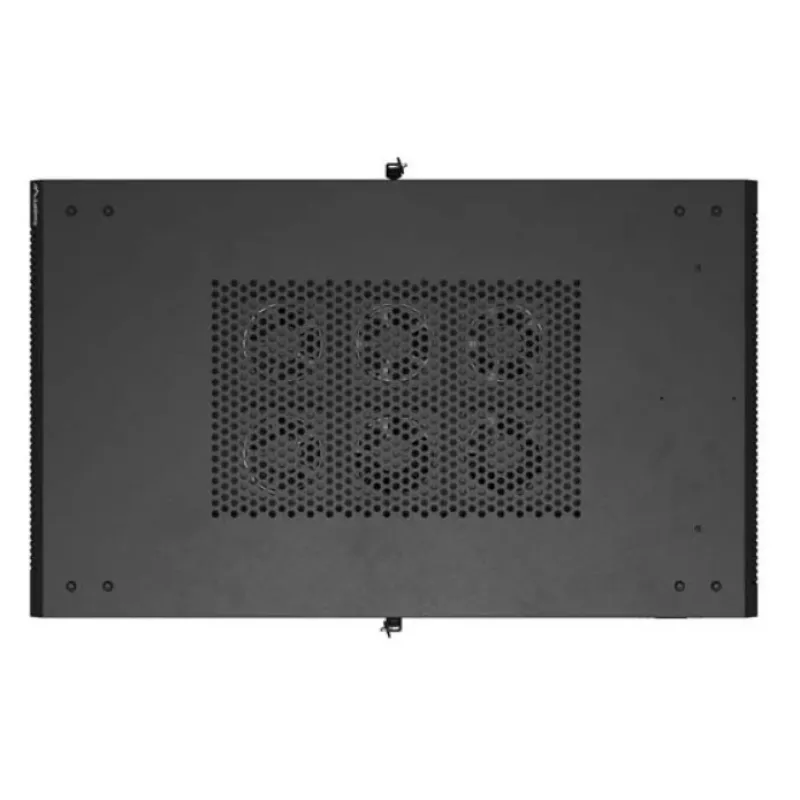 19 collu statīva skapis LANBERG 22U 600x1000 mm, melns, stikla priekšējās un aizmugurējās durvis