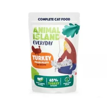 ANIMAL ISLAND Tītara buljonā kaķu barības monopaka 40x85g