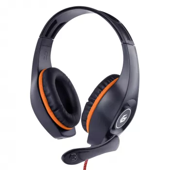 Vadu spēļu austiņas GEMBIRD GHS-05-O, apļveida, 20–20000 Hz, 2 m kabelis, 250 g, oranža/melna