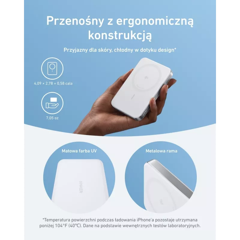 Anker MagGo Power Bank 10K Magnetic Wireless White, Balts