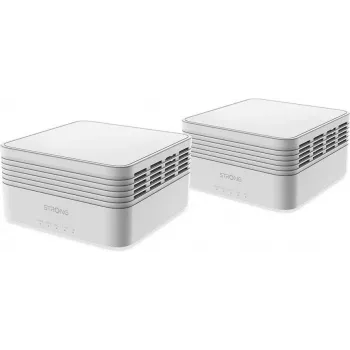 Strong MESHKITAX3000 Mesh Wi-Fi sistēma ar divu joslu (2,4 GHz/5 GHz) Wi-Fi 6 (802.11ax) baltā krāsā, 2 iekšējās antenas (MESHKITAX3000)