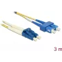 Optiskās šķiedras kabelis DeLOCK 84801 2x LC 2x SC OS2 3 m dzeltens