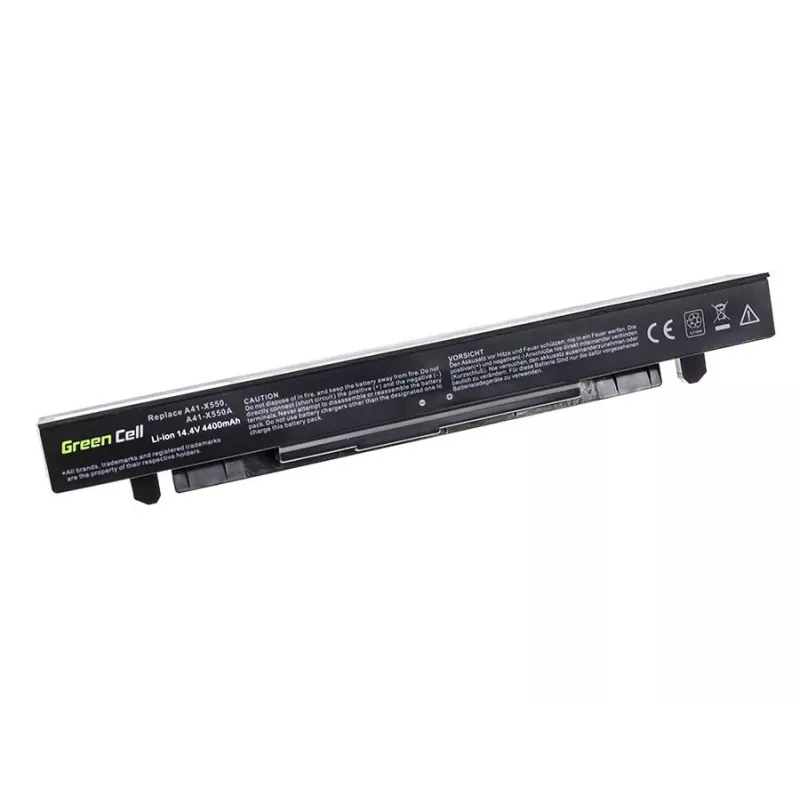 Klēpjdatora baterija zaļa Cell AS68 ASUS A450 A550 R510 X550 sērijai, litija jonu 14,4 V 4400 mAh, 4 elementi, melna
