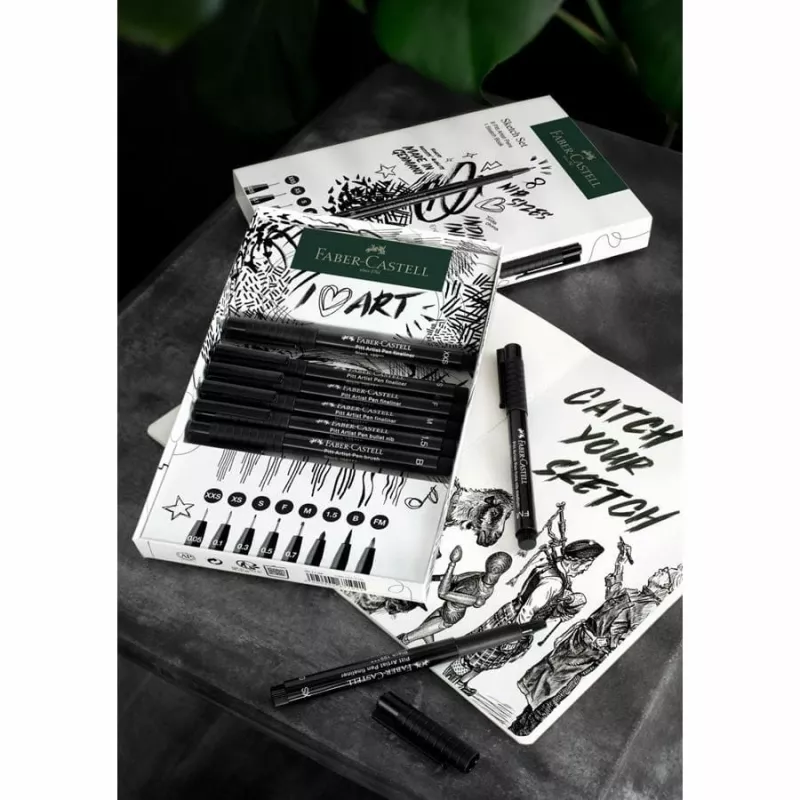 Faber-Castell 267102 smalkā rakstāmspalva Multi Melns 8 gab. Apaļš uzgalis