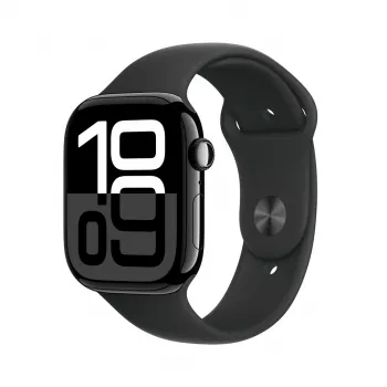 Apple Watch Series 10 GPS 46mm Jet Melns Aluminium Case ar Melns Sport Band - M/L