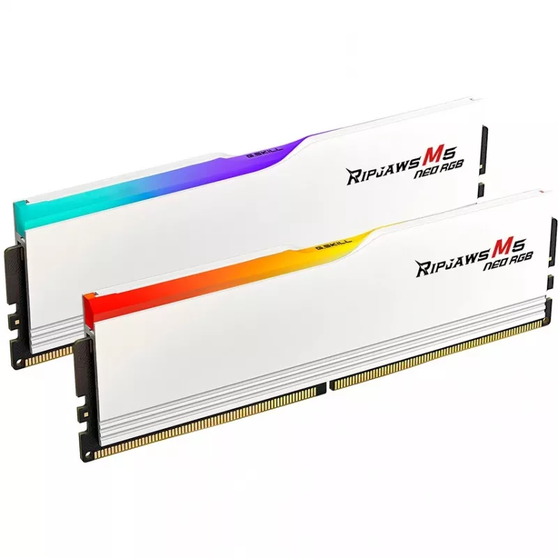 DIMM 64 GB DDR5-6000 (2x 32 GB) Dual-Kit, atmiņa balta, F5-6000J2836G32GX2-RM5NRW, Ripjaws M5 Neo RGB, AMD EXPO