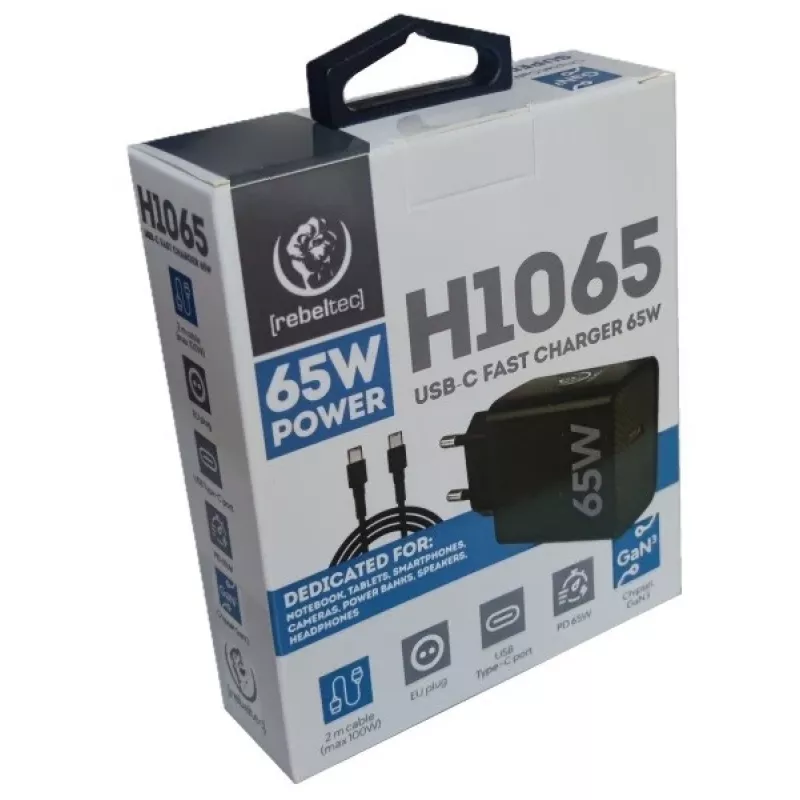 Ātrais lādētājs PD65W USB-C klēpjdatoriem, viedtālruņiem