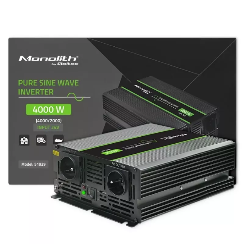 Qoltec Monolith strāvas adapteris/invertors Auto 4000 W Melns